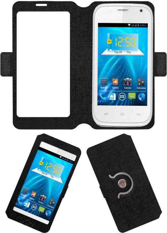 ACM Flip Cover for Spice Smart Flo Ivory 2 Mi-423  (Black, Cases with Holder)