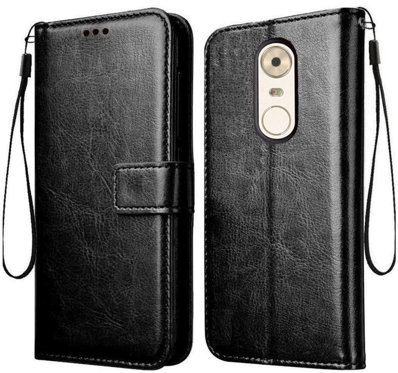 Tingtong Flip Cover for Lenovo K6 Note  (Black, Cases with Holder, Pack of: 1)