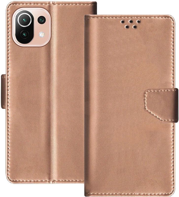 sales express Flip Cover for Mi 11  (Gold, Shock Proof, Pack of: 1)