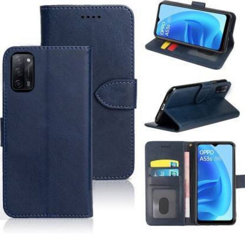 Frazil Flip Cover for Oppo A53s 5G, Oppo A16, Oppo A54, Realme 8 5G  (Blue, Dual Protection)