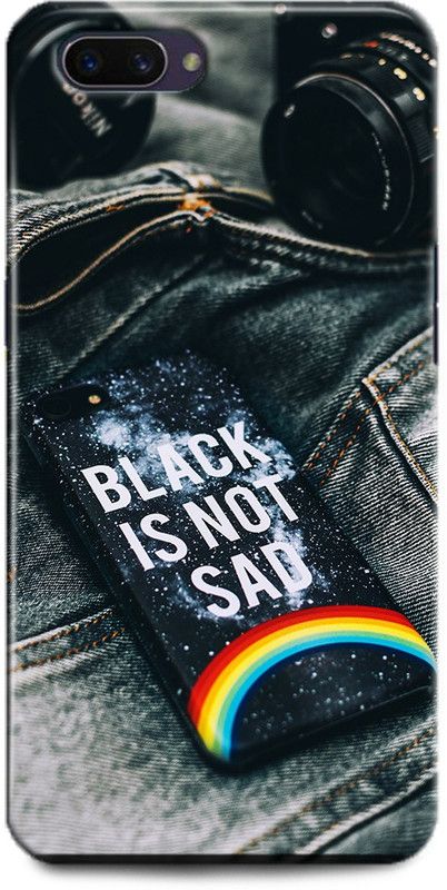 INDICRAFT Back Cover for OPPO A3s, CPH1803 MOTIVATIONAL, BLACK IS NOT SAD, POSITIVE,  (Multicolor, Hard Case, Pack of: 1)