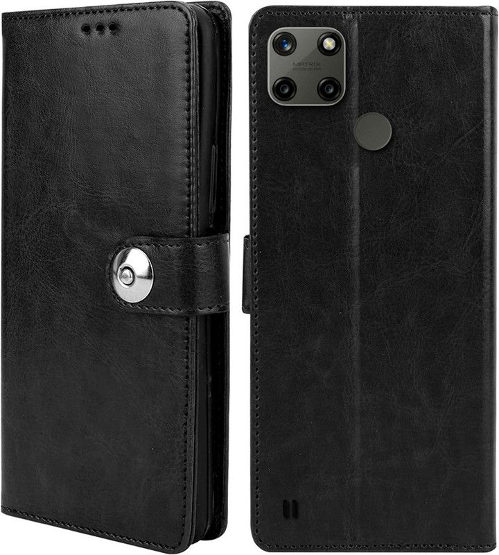 Winkel Flip Cover for Realme C25y  (Black, Cases with Holder, Pack of: 1)
