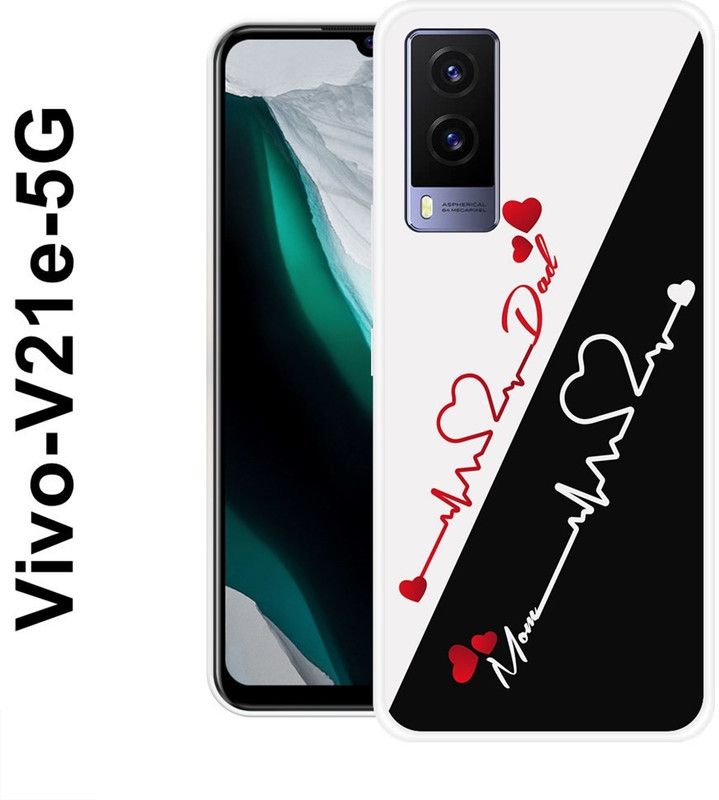 SHIVKUDI Back Cover for Vivo V21e 5G  (Black, White, Silicon)