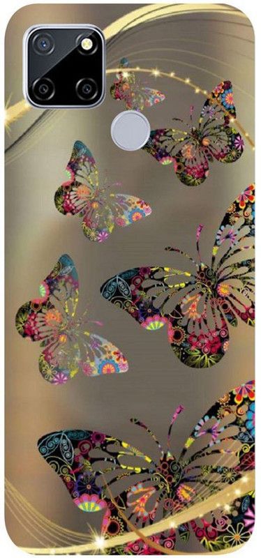 Skyhawk Back Cover for Realme C12 Golden Butterfly  (Multicolor, Waterproof, Silicon, Pack of: 1)