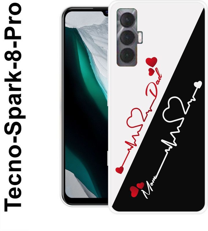 JATLAND Back Cover for Tecno Spark 8 Pro  (Black, White, Silicon)