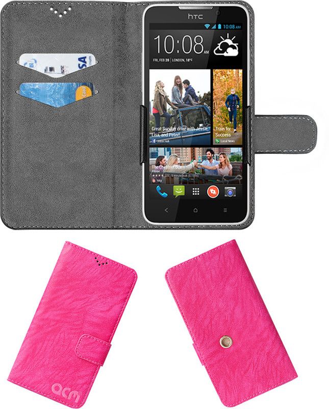 ACM Flip Cover for Htc Desire 516c  (Pink, Cases with Holder, Pack of: 1)