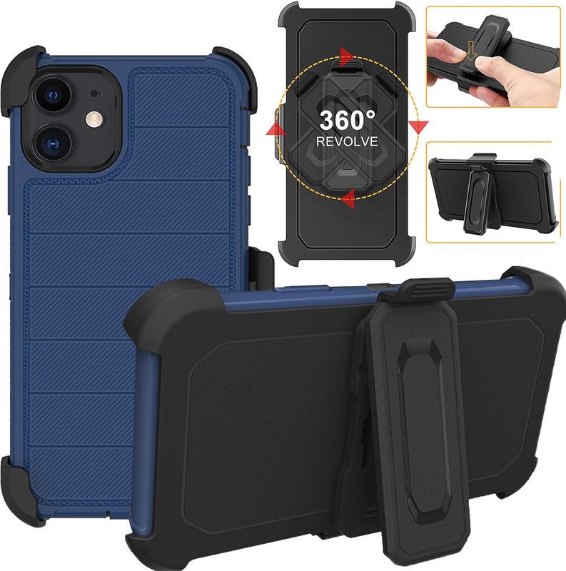 DuraSafe Cases Back Cover for iPhone 12 /12 PRO 2020 - 6.1" [ A2172 A2402 A2341 A2406 A2404 A2403 A2408 A2407 ] - With Holster  (Blue, Rugged Armor, Silicon, Pack of: 1)