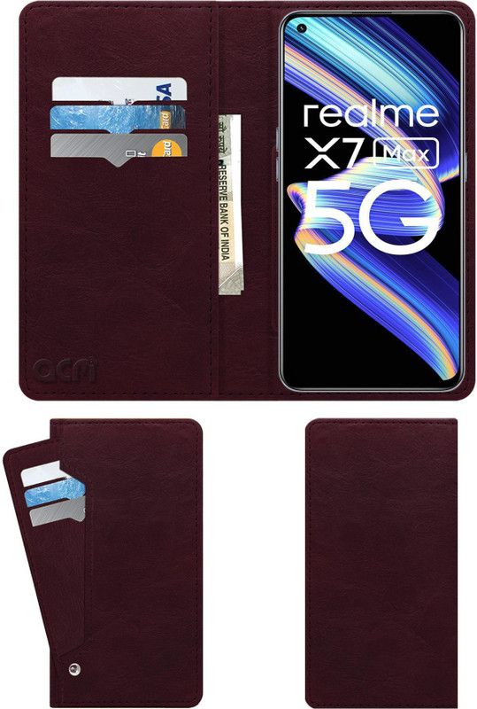 ACM Wallet Case Cover for Realme X7 Max  (Maroon, Pack of: 1)
