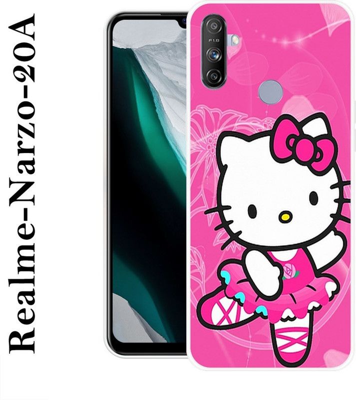 BAGRA Back Cover for Realme Narzo 20A  (Pink, White, Grip Case, Silicon)