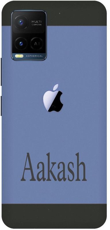 COVERJET Back Cover for VIVO Y33s- V2109-APPLE- LOGO- AAKASH- NAME- PATTERN  (Blue, Hard Case, Pack of: 1)
