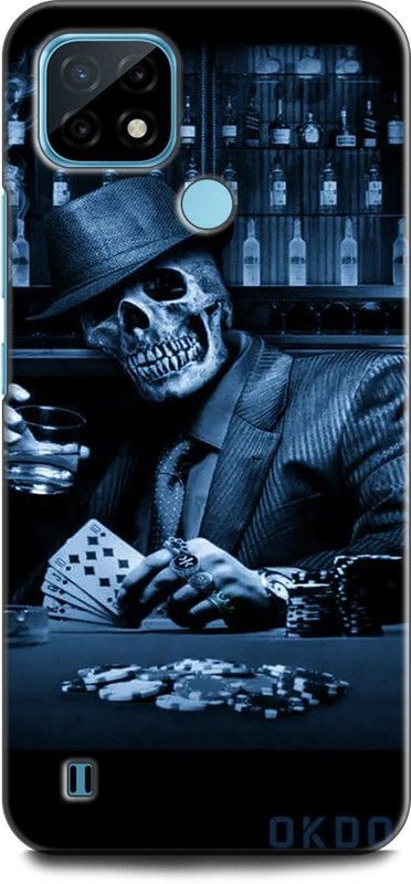 INDICRAFT Back Cover for Realme C21Y, RMX3261 SKULL, DARKNESS, GANGSTER, POKER, SMOKE, FUNNY  (Multicolor, Dual Protection, Pack of: 1)