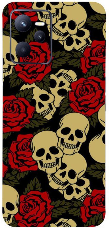 CLAXA Skull&Roses Realme C35 Back Skin Guard, Skull&Roses, REALME C35 Mobile Skin  (Skull&Roses Skin With Super matte finish)