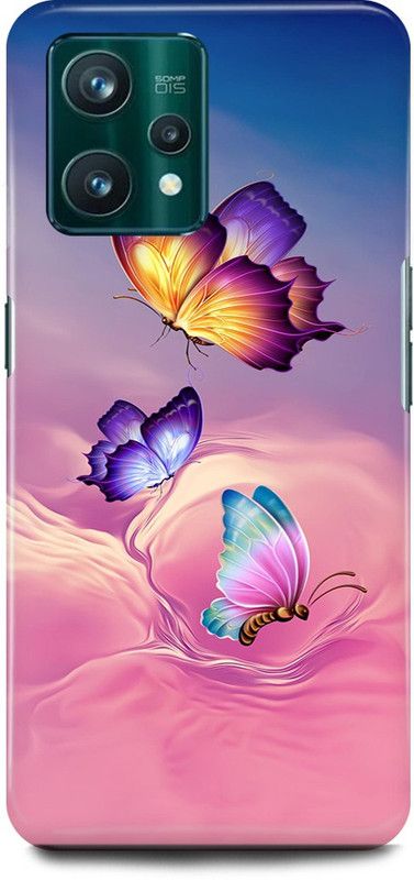 play fast Back Cover for Realme 9 Pro 5G, RMX3471 BUTTER, FLY, PINK, NATURE, FLOWERS  (Pink, Hard Case, Pack of: 1)
