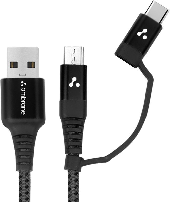 Ambrane USB Type C Cable 1.5 m ABDC-10  (Compatible with Smartphone, Black, One Cable)