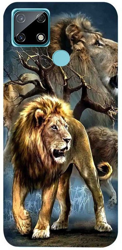 Golden Mask Back Cover for Realme c25 Angry Lion  (Multicolor, Waterproof, Silicon, Pack of: 1)