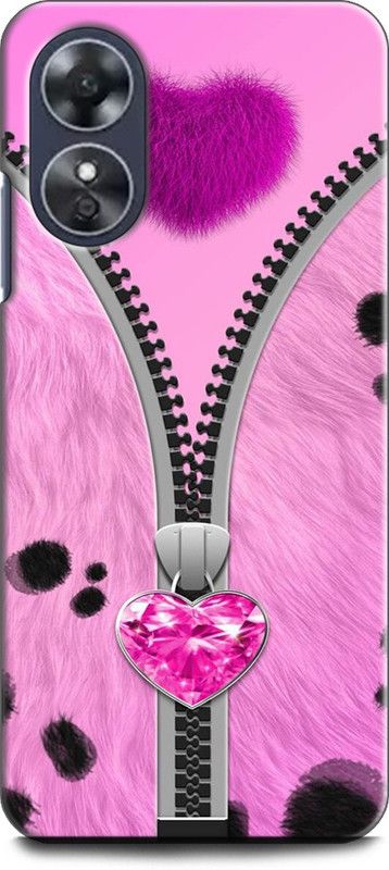 WallCraft Back Cover for OPPO A17, CPH2477 GIRLY ZIP, BIAMOND, GIRL, PINK, ABSTRACT ART  (Multicolor, Dual Protection, Pack of: 1)