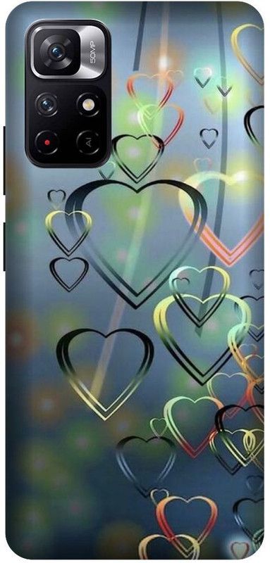Yoprint Back Cover for Redmi Note 11t 5G Bubble Heart Printed cover  (Multicolor, Hard Case, Pack of: 1)