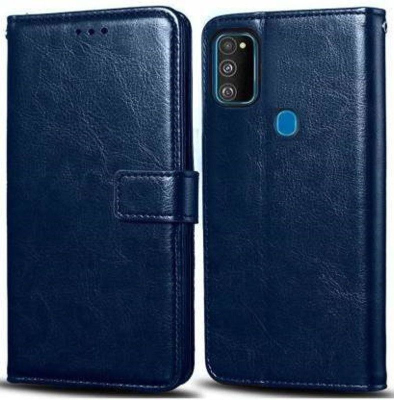 Luxury Counter Flip Cover for Samsung Galaxy F41 Premium Quality |Dual Stiched |Complete Protection| Back Cover  (Blue, Magnetic Case)