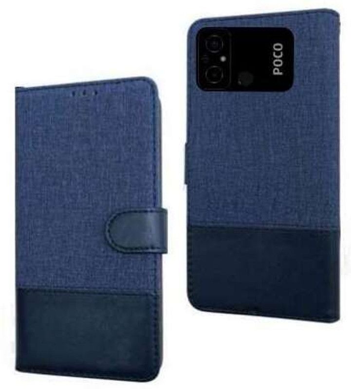 RidivishN Flip Cover for POCO C55  (Blue, Shock Proof, Pack of: 1)