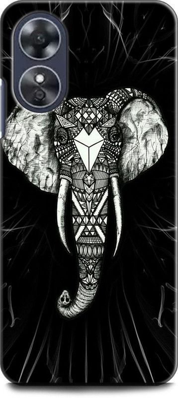 WallCraft Back Cover for OPPO A17, CPH2477 ELEPHANT, BLACK, BAULA AWAD, ABSTRACT ART, TEXTURE  (Multicolor, Dual Protection, Pack of: 1)