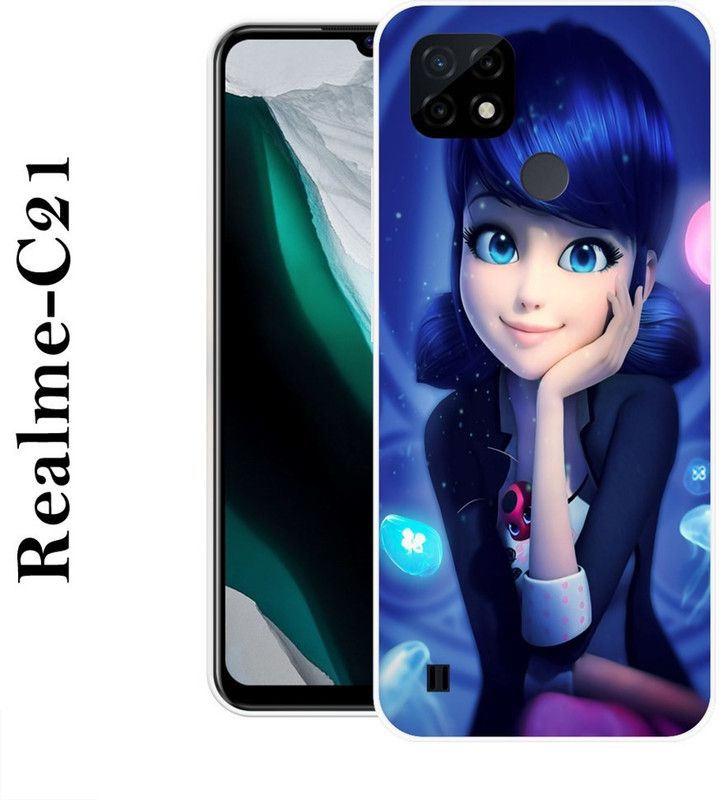 BAGRA Back Cover for Realme C21  (Blue, Beige, Grip Case, Silicon)