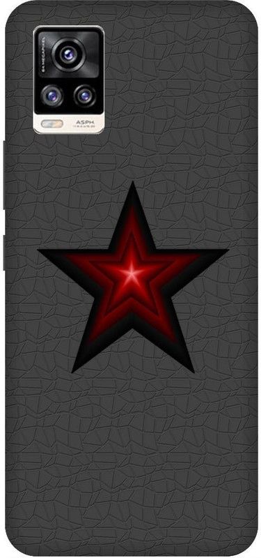 KARJUN Back Cover for Vivo V20, Red Star Multicolour Printed  (Multicolor, Hard Case, Pack of: 1)
