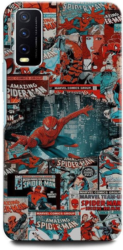 GRAFIQE Back Cover for Vivo Y20 V2029 SPIDERMAN, SPIDERMAN LOGO, SPIDERMAN, IRON MAN  (Multicolor, Shock Proof, Pack of: 1)