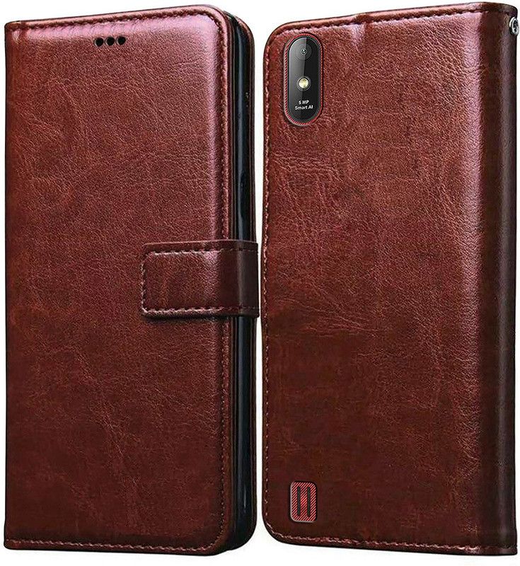 Flipkart SmartBuy Flip Cover for Lava Z1 Leather Flip Case  (Brown, Pack of: 1)
