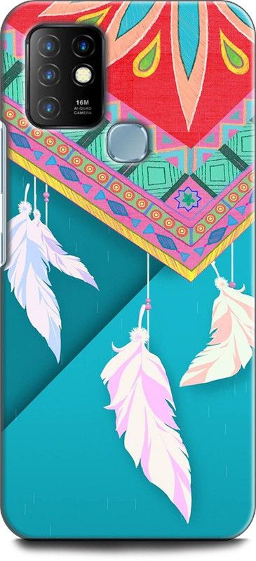 WallCraft Back Cover for Infinix Hot 10 FEATHER, DREAM CATCHER, COLORFUL, TEXTURE, PRETTY  (Multicolor, Dual Protection, Pack of: 1)