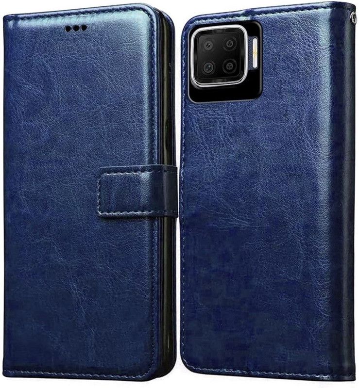 kentop Flip Cover for Oppo F17 pro  (Blue, Shock Proof, Pack of: 1)