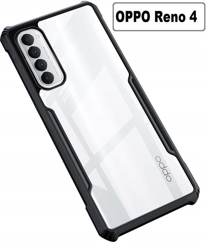 xykos Back Cover for Oppo Reno 4  (Black, Transparent, Grip Case)