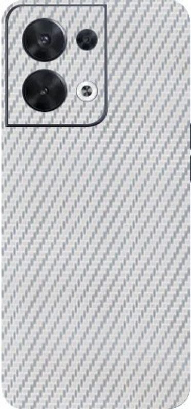 BugguSkin Oppo Reno 8 5G, oppo reno 8 5g Mobile Skin  (Ultra Super Silver Carbon Fiber Skin With High Matte Finish.)
