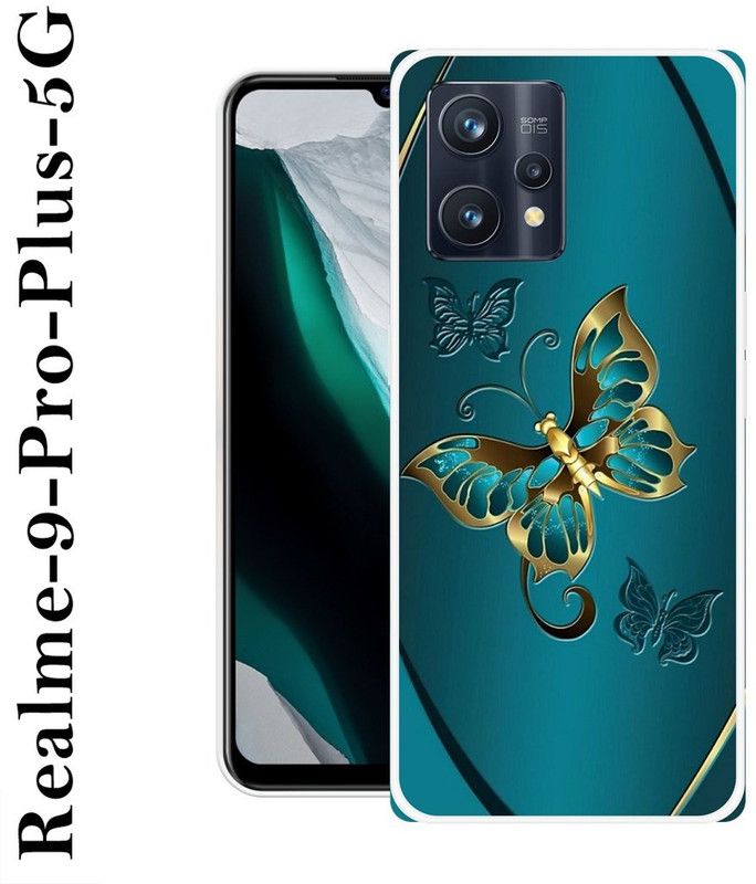 BAGRA Back Cover for Realme 9 Pro Plus 5G  (Blue, Gold, Grip Case, Silicon)