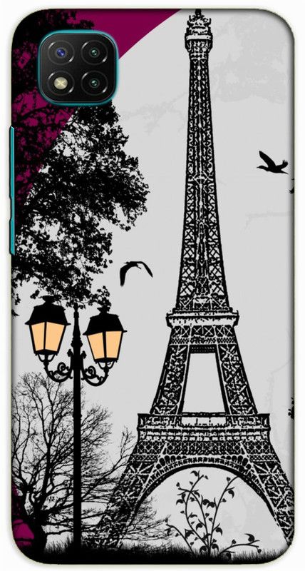 iprinto Back Cover for Poco C3 eiffel tower Back Cover  (Black, Hard Case, Pack of: 1)