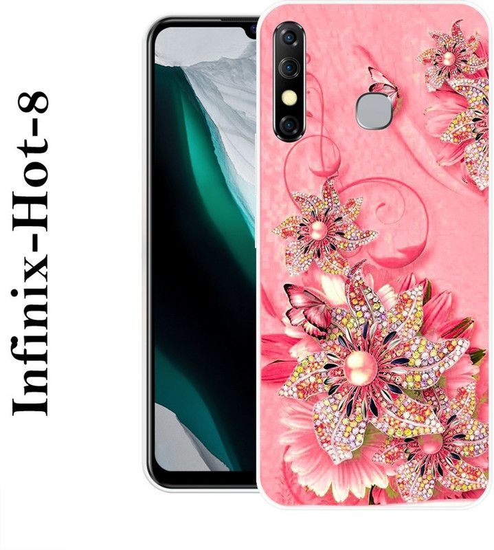 LOVETHINK Back Cover for Infinix Hot 8  (Pink, Gold, Silicon)