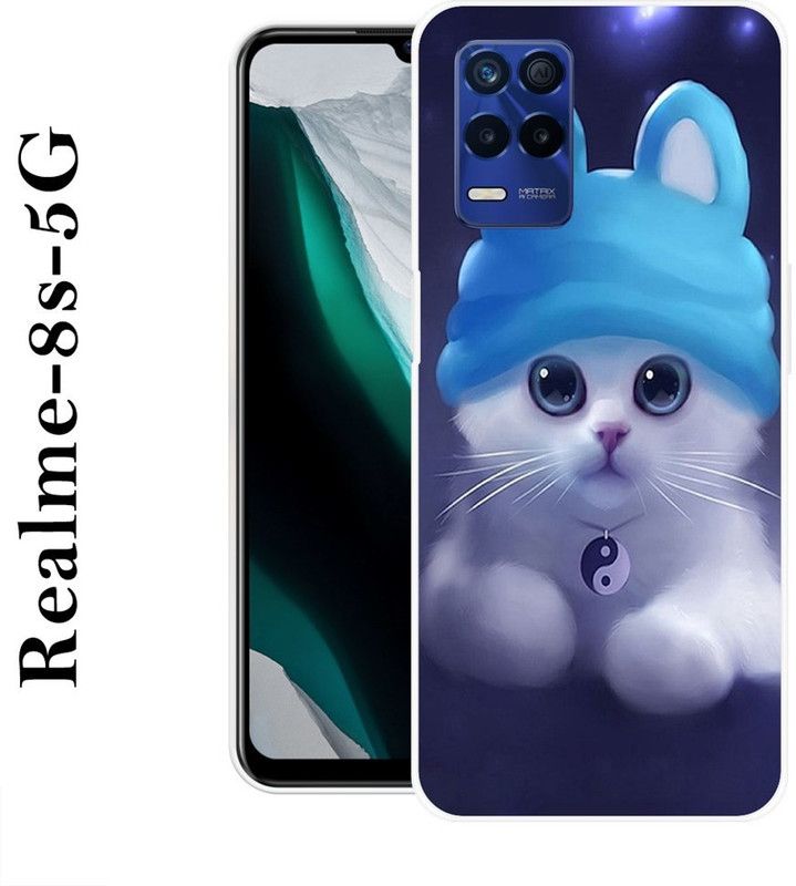 SIMAWAT Back Cover for Realme 8s 5G  (Blue, White, Grip Case, Silicon)