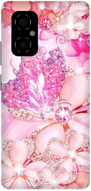 play fast Back Cover for POCO M4 5G, MZB0BRWIN, PINK, GOLDEN, DIAMOND, BUTTERFLY, LOVE  (Pink, Hard Case, Pack of: 1)