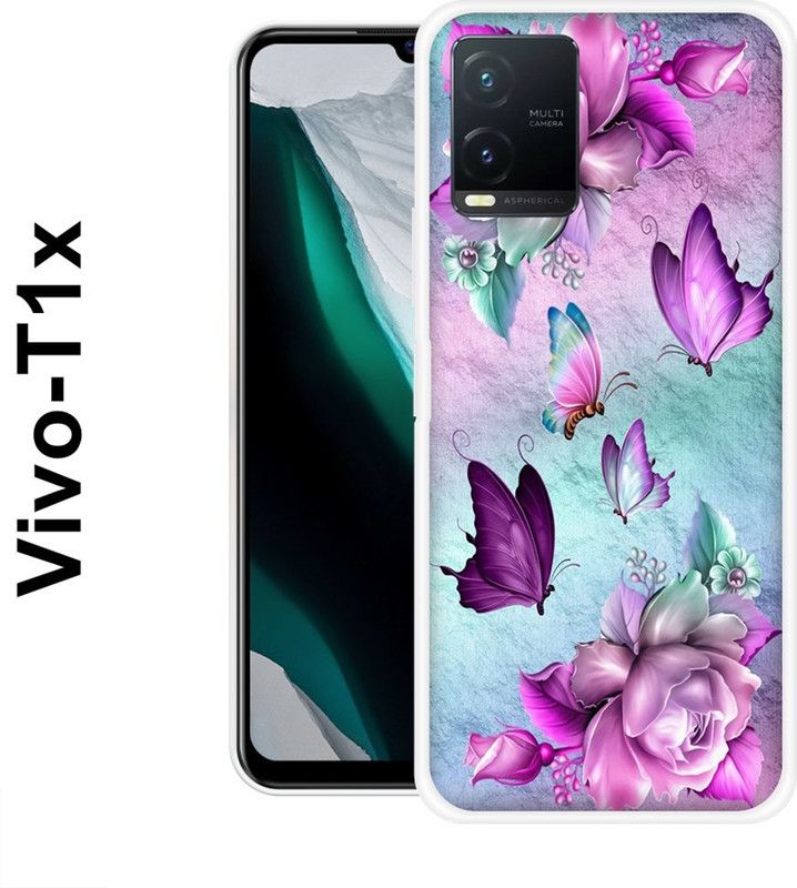 SHIVKUDI Back Cover for Vivo T1x  (Pink, Blue, Silicon)