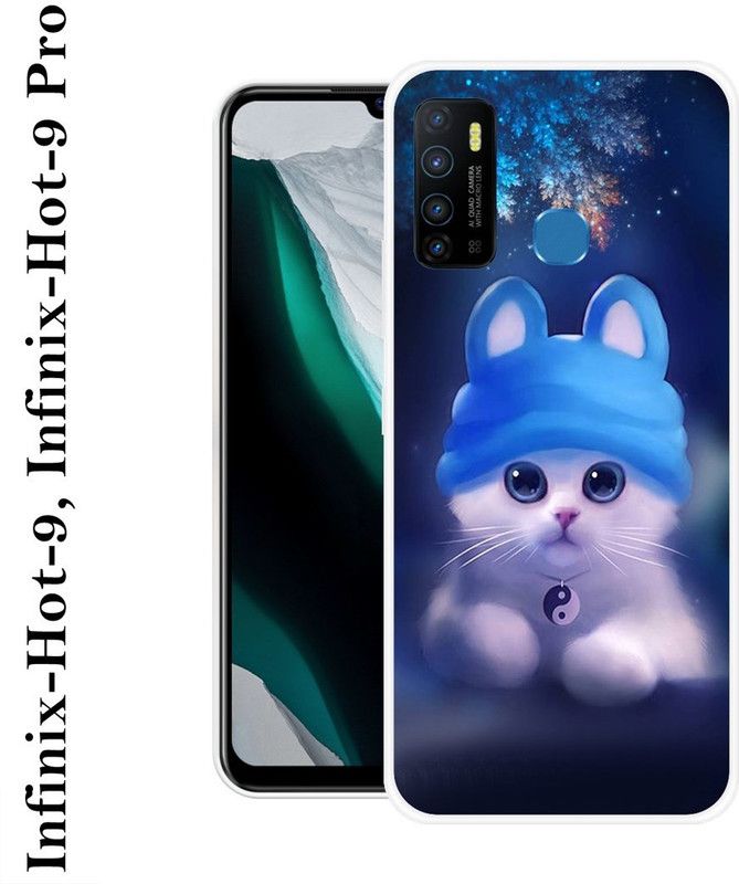 REDFLY Back Cover for Infinix Hot 9  (Blue, White, Silicon)