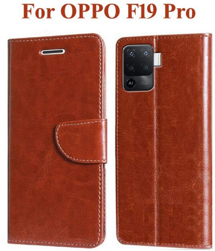 Krumholz Flip Cover for OPPO F19 Pro  (Brown, Dual Protection, Pack of: 1)
