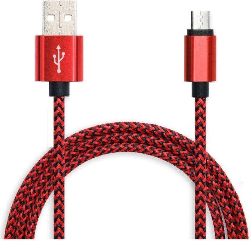 GIPTIP Micro USB Cable 1.25 m 1.25 Meter All Smartphone Nylon Braided Ultra Fast Charging 2.1 Amp  (Compatible with All Android and Other Micro USB Supported Devices, Red, One Cable)