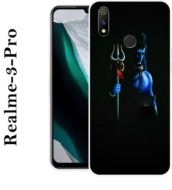 INDIALAND Back Cover for Realme 3 Pro  (Black, Blue, Grip Case, Silicon)