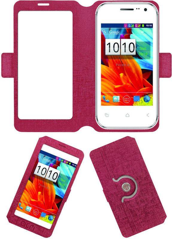 ACM Flip Cover for Videocon A15f  (Pink, Cases with Holder)