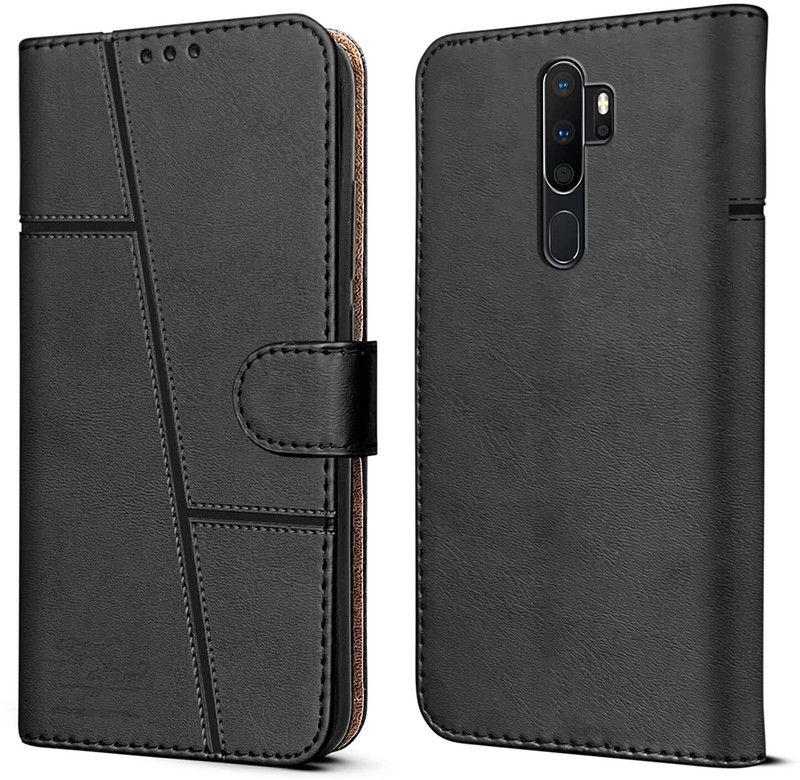 NIMMIKA ENTERPRISES Flip Cover for Oppo A5 2020 Flip Cover  (Black, Dual Protection, Pack of: 1)