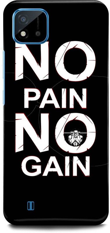 JUGGA Back Cover for Realme C20, RMX3063, NO, PAIN, NO, GAIN, GYM, WORKOUT  (Black, Hard Case, Pack of: 1)