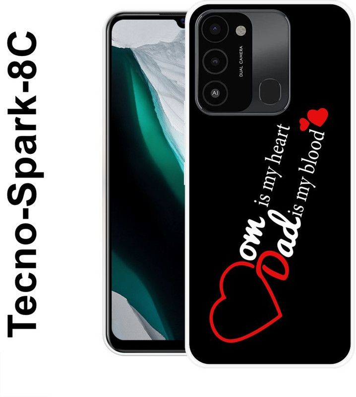 Sswastik Back Cover for Tecno Spark 8C  (Black, White, Silicon)