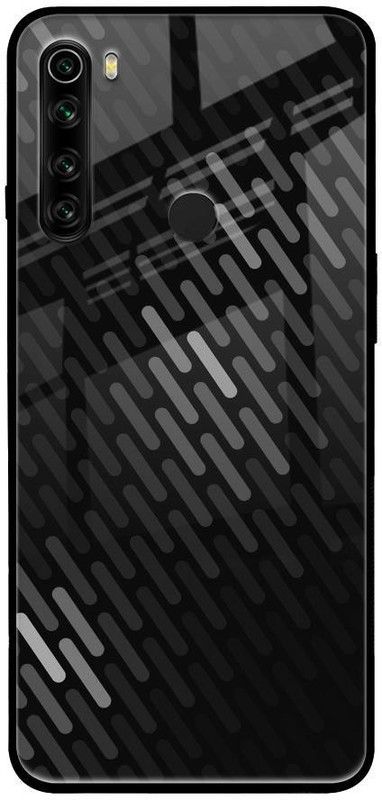 QRIOH Glass Back Cover for Redmi Note 8  (Black, Grey, Grip Case, Silicon, Pack of: 1)