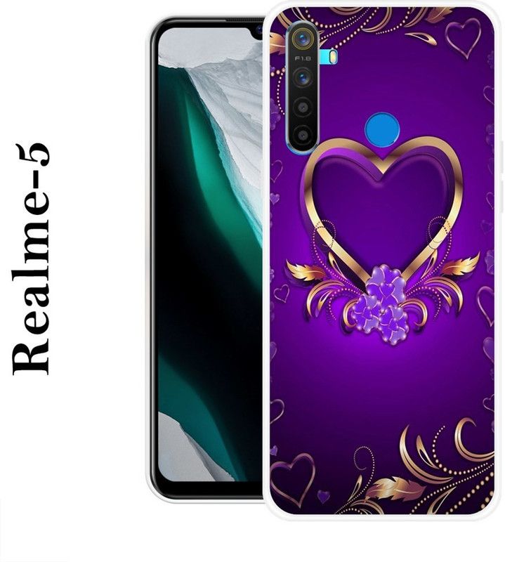 REALKING Back Cover for Realme 5  (Gold, Purple, Grip Case, Silicon)