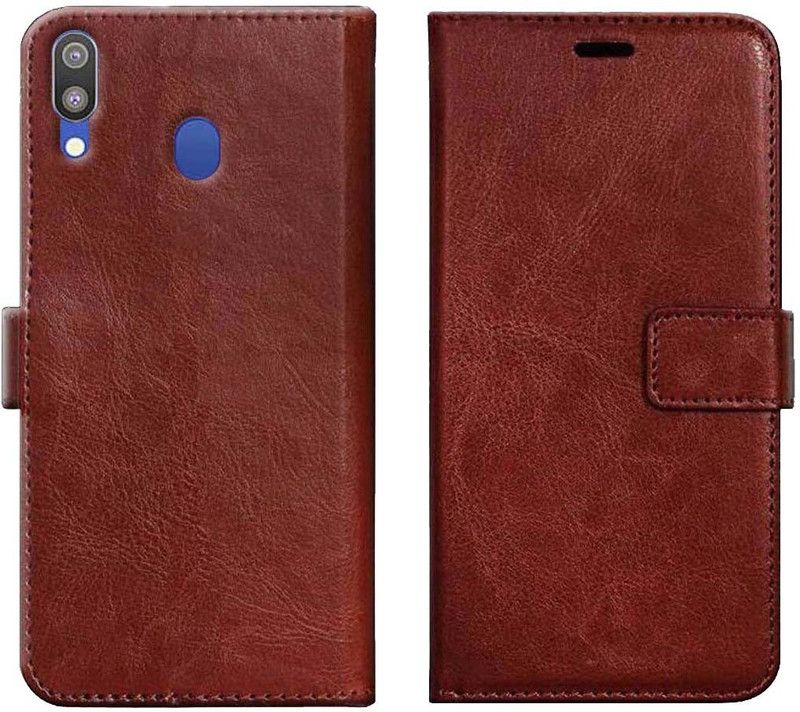 Trap Wallet Case Cover for Samsung Galaxy M20  (Brown, Shock Proof, Pack of: 1)