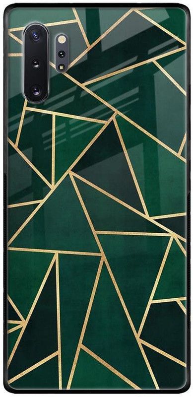 QRIOH Glass Back Cover for Samsung Galaxy Note 10 Plus  (Green, Grip Case, Silicon, Pack of: 1)